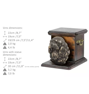 Cavalier King Charles Spaniel II - urn for dog ashes with a statuette, elegant urn for a dog, unique urn with a bust of a dog by Art-Dog brand
