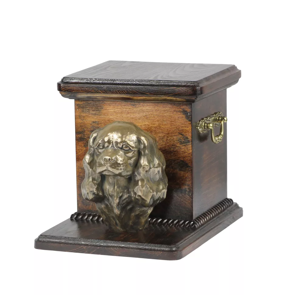 Cavalier King Charles Spaniel - urn for dog ashes with a statuette, elegant urn for a dog, unique urn with a bust of a dog by Art-Dog brand