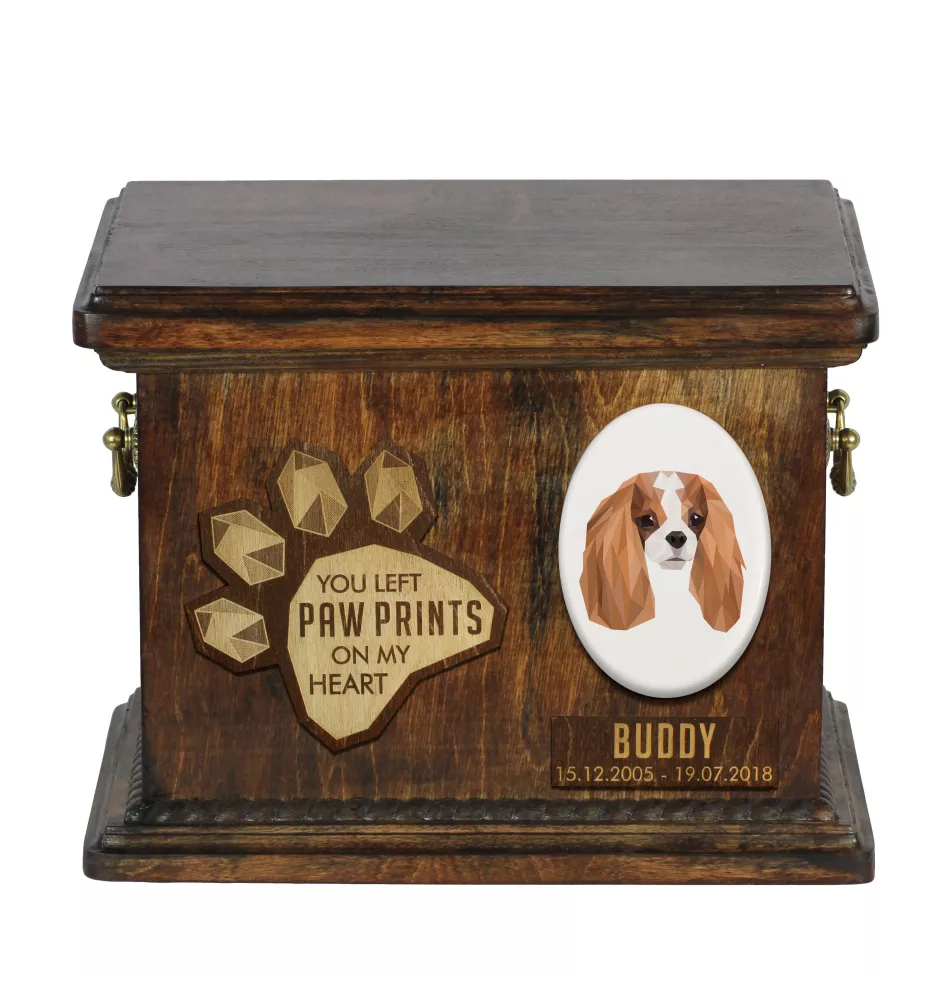 Cavalier King Charles Spaniel - urn for dog ashes, personalized urn with engraving, commemorative box for dog ashes by Art-Dog brand