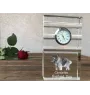 Caucasian Shepherd Dog, Caucasian Ovcharka - glass clock with a photo, photo of a dog in crystal, personalized standing office clock by Art-Dog brand