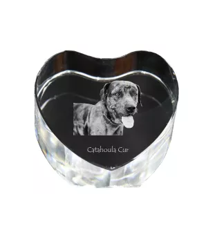 Catahoula Leopard Dog, Catahoula Cur - Hundebild im Kristall, Kristallherz, einzigartiger Bilderrahmen der Marke Art-Dog