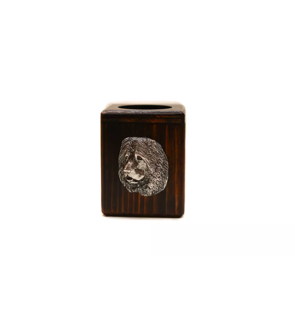 Kaukasischer Schäferhund, Kaukasischer Owtscharka - Holzkerzenständer mit Hund, einzigartiges Andenken an den Verlust eines Hundes, Handwerkskunst der Marke Art-Dog