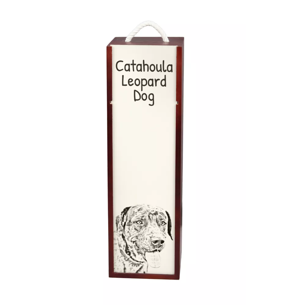 Chien léopard catahoula, Catahoula Leopard Dog - boîte à vin avec chien, boîte à alcool avec graphisme, boîte cadeau personnalisée de la marque Art-Dog