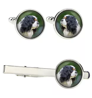 Cavalier King Charles Spaniel - cufflinks and tie with your photo, a suit decoration, men's jewelry from the Art-Dog brand.