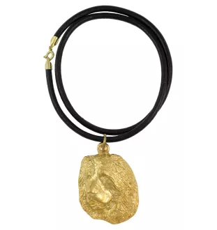 Berger du Caucase - porte-clés et collier avec chien dans une boîte, produit plaqué or de haute qualité, marque Art-Dog