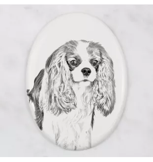 Cavalier King Charles Spaniel - commemorative plaque with a photo of a dog, tombstone with a print, personalized oval plaque from the Art-Dog brand