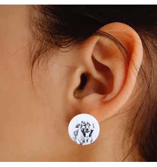 Berger du Caucase - boucles d'oreilles uniques avec un chien, votre animal de compagnie sur un porte-clés, marque propre Art-Dog