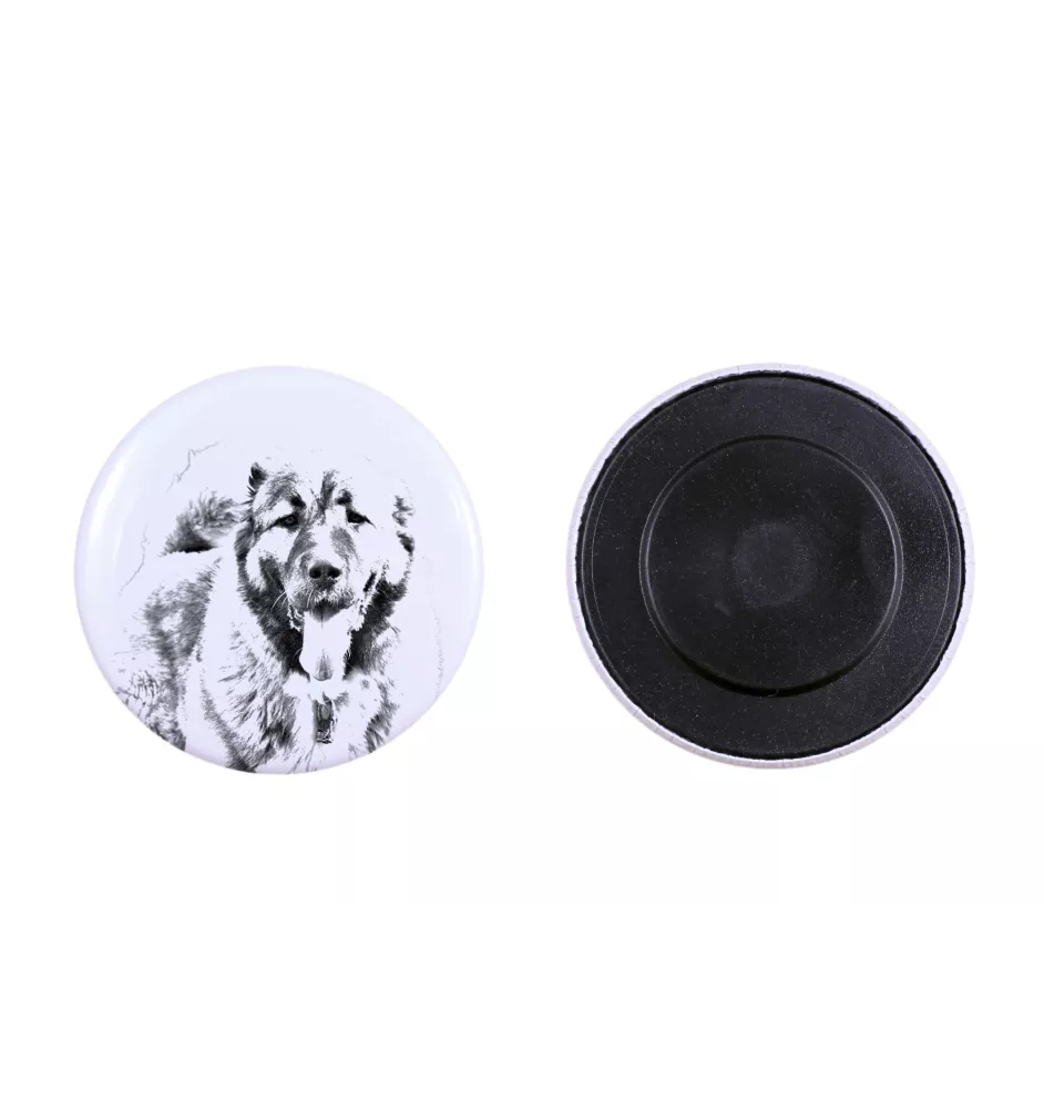 Kaukasischer Schäferhund, Kaukasischer Owtscharka Magnet mit einem Hundepfotenabdruck, außergewöhnlich leicht, starker Magnet, handgefertigtes Produkt der Marke Art-Dog