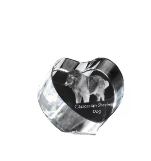 Caucasian Shepherd Dog, Caucasian Ovcharka - a photo of a dog in crystal, crystal heart, unique photo frame from the Art-Dog brand