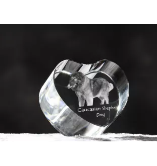 Caucasian Shepherd Dog, Caucasian Ovcharka - a photo of a dog in crystal, crystal heart, unique photo frame from the Art-Dog brand