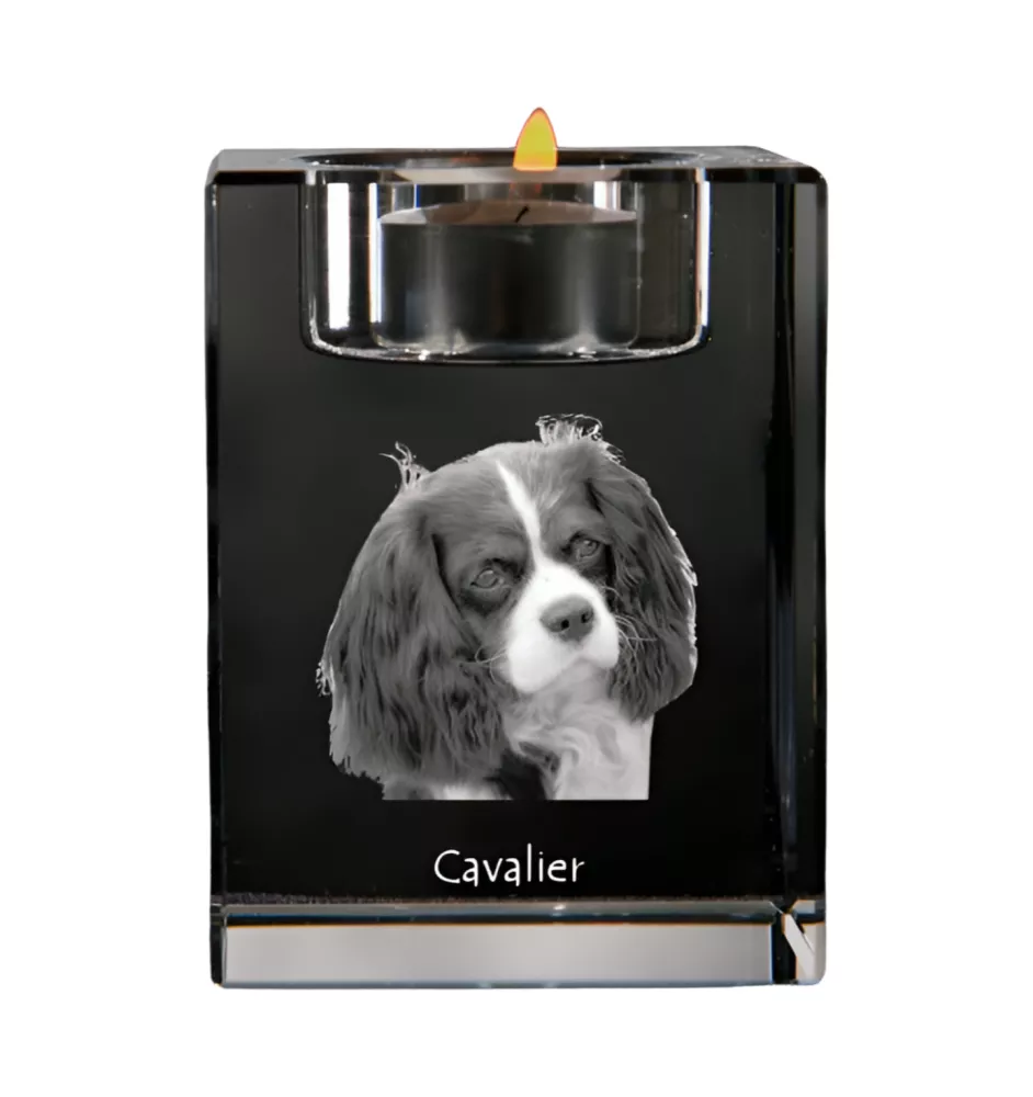 Cavalier King Charles Spaniel świecznik kryształowy z psem Art-Dog