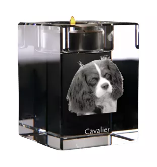 Cavalier King Charles Spaniel - Kerzenhalter mit Hundefoto, Teelichthalter aus Kristall, personalisiertes Geschenk der Marke Art-Dog