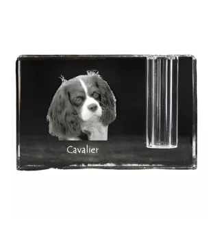 Cavalier King Charles Spaniel - Stifthalter, Kristallorganizer mit Hundefoto, einzigartige Schreibtischdekoration der Marke Art-Dog