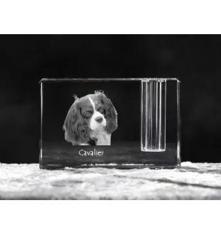 Cavalier King Charles Spaniel - Stifthalter, Kristallorganizer mit Hundefoto, einzigartige Schreibtischdekoration der Marke Art-Dog