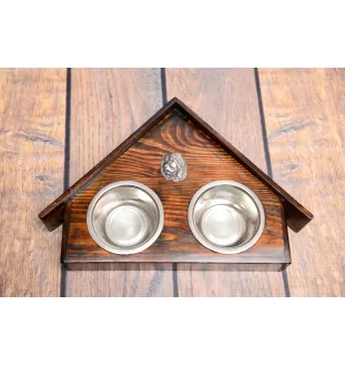 Berger du Caucase - support en bois avec des bols pour chien, bols pour chien décoratifs, cadeau pour l'adoption d'un chien de la marque Art-Dog