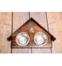Caucasian Shepherd Dog, Caucasian Ovcharka - wooden stand with bowls for a dog, decorative dog bowls, a gift for adopting a dog from the Art-Dog brand