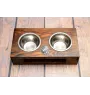 Caucasian Shepherd Dog, Caucasian Ovcharka - wooden stand with bowls for a dog, steel dog bowls, a gift for adopting a dog from the Art-Dog brand
