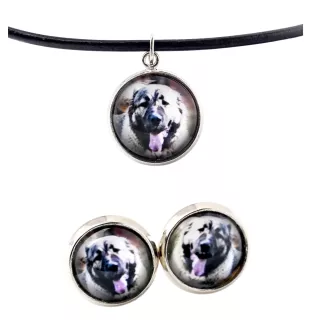 Caucasian Shepherd Dog, Caucasian Ovcharka - jewelry with your photo box, set of necklace and earrings, personalized products from the Art-Dog brand