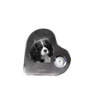 Cavalier King Charles Spaniel - Kristalluhr mit einem Hundebild, Herzregal-Uhr, personalisierte Standuhr der Marke Art-Dog