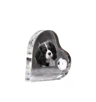 Cavalier King Charles Spaniel - Kristalluhr mit einem Hundebild, Herzregal-Uhr, personalisierte Standuhr der Marke Art-Dog