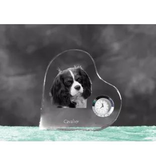 Cavalier King Charles Spaniel - Kristalluhr mit einem Hundebild, Herzregal-Uhr, personalisierte Standuhr der Marke Art-Dog