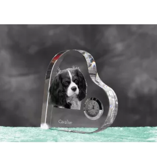Cavalier King Charles Spaniel - Kristalluhr mit einem Hundebild, Herzregal-Uhr, personalisierte Standuhr der Marke Art-Dog