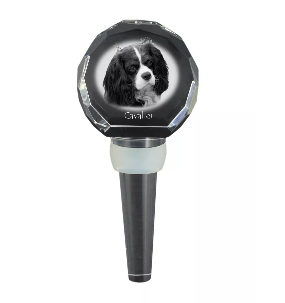 Cavalier King Charles Spaniel - Crystal bottle stopper, unique wine stopper with photo, personalised gift for sommelier by Art-Dog brand