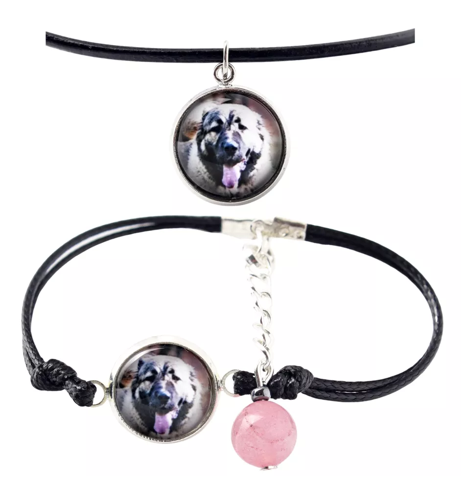 Caucasian Shepherd Dog, Caucasian Ovcharka - a set of jewelry with your photo, handmade set, bracelet and necklace by Art.-Dog brand