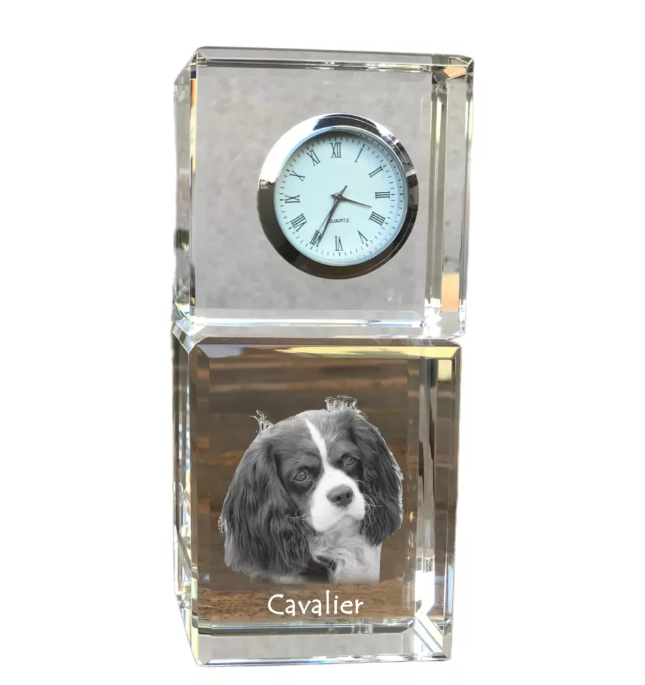 Cavalier King Charles Spaniel zegar kryształowy z psem Art-Dog
