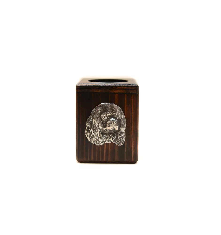 Cavalier King Charles Spaniel - wooden candle holder with a dog, a unique souvenir after losing a dog, a handicraft from the Art-Dog brand