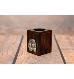 Cavalier King Charles Spaniel - wooden candle holder with a dog, a unique souvenir after losing a dog, a handicraft from the Art-Dog brand