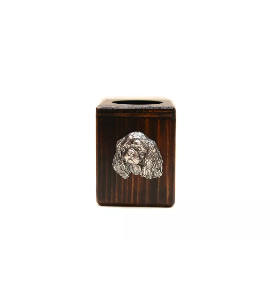 Cavalier King Charles Spaniel I - wooden candle holder with a dog, a unique souvenir after losing a dog, a handicraft from the Art-Dog brand