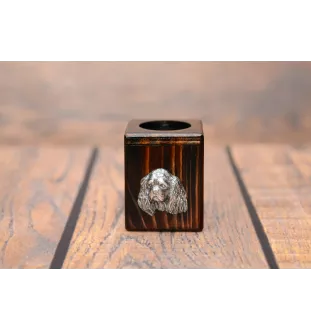 Cavalier King Charles Spaniel I - wooden candle holder with a dog, a unique souvenir after losing a dog, a handicraft from the Art-Dog brand