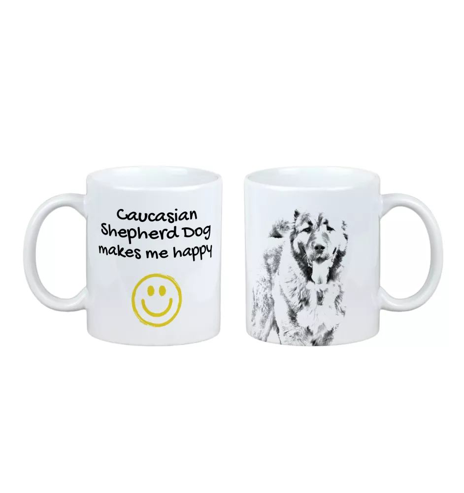 Kaukasischer Schäferhund, Kaukasischer Owtscharka - Tasse mit Hund, fröhliche Tasse für Hundeliebhaber, personalisiertes Geschenk der Marke Art-Dog