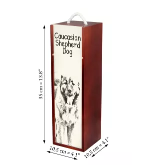 Caucasian Shepherd Dog, Caucasian Ovcharka - wine box with a dog, alcohol box with graphics, personalized gift box from the Art-Dog brand