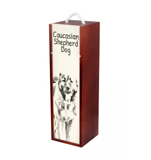 Berger du Caucase - boîte à vin avec chien, boîte à alcool avec graphisme, boîte cadeau personnalisée de la marque Art-Dog