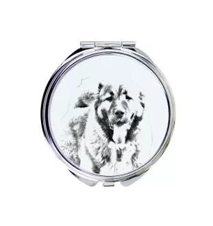 Kaukasischer Schäferhund, Kaukasischer Owtscharka - Taschenspiegel mit Hund, personalisierter Taschenspiegel, kompakter Spiegel mit Art-Dog-Logo