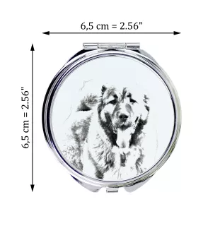 Caucasian Shepherd Dog, Caucasian Ovcharka - Pocket mirror with a dog, personalized mirror for a purse, compact mirror with Art-Dog brand print.