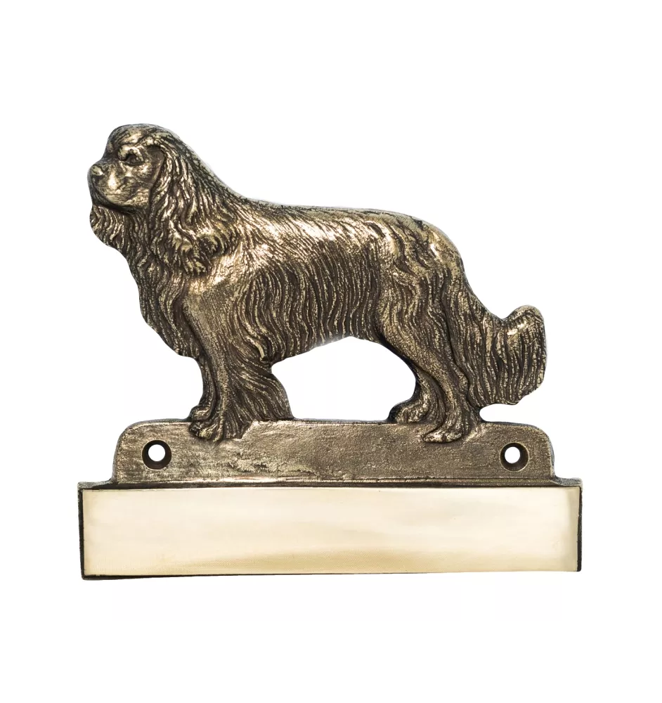 Cavalier King Charles Spaniel - address plaque with a dog, brass nameplate, personalized door sign with the brand name Art-Dog