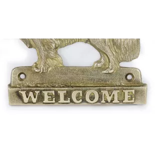 Cavalier King Charles Spaniel - a door sign with a dog, a brass welcome plaque, a unique sign with the inscription Welcome from the Art-Dog brand