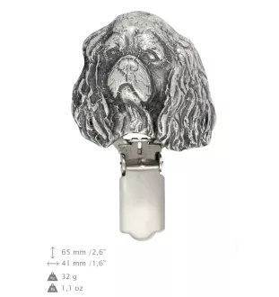 Cavalier King Charles Spaniel - broche avec pince, support pour numéro de départ, épingle argentée pour exposition de chiens de la marque Art-Dog