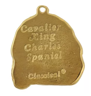 Cavalier King Charles Spaniel - porte-clés et collier avec chien dans une boîte, produit plaqué or de haute qualité, marque Art-Dog