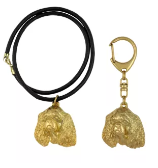 Cavalier King Charles Spaniel I - porte-clés et collier avec chien dans une boîte, produit plaqué or de haute qualité, marque Art-Dog