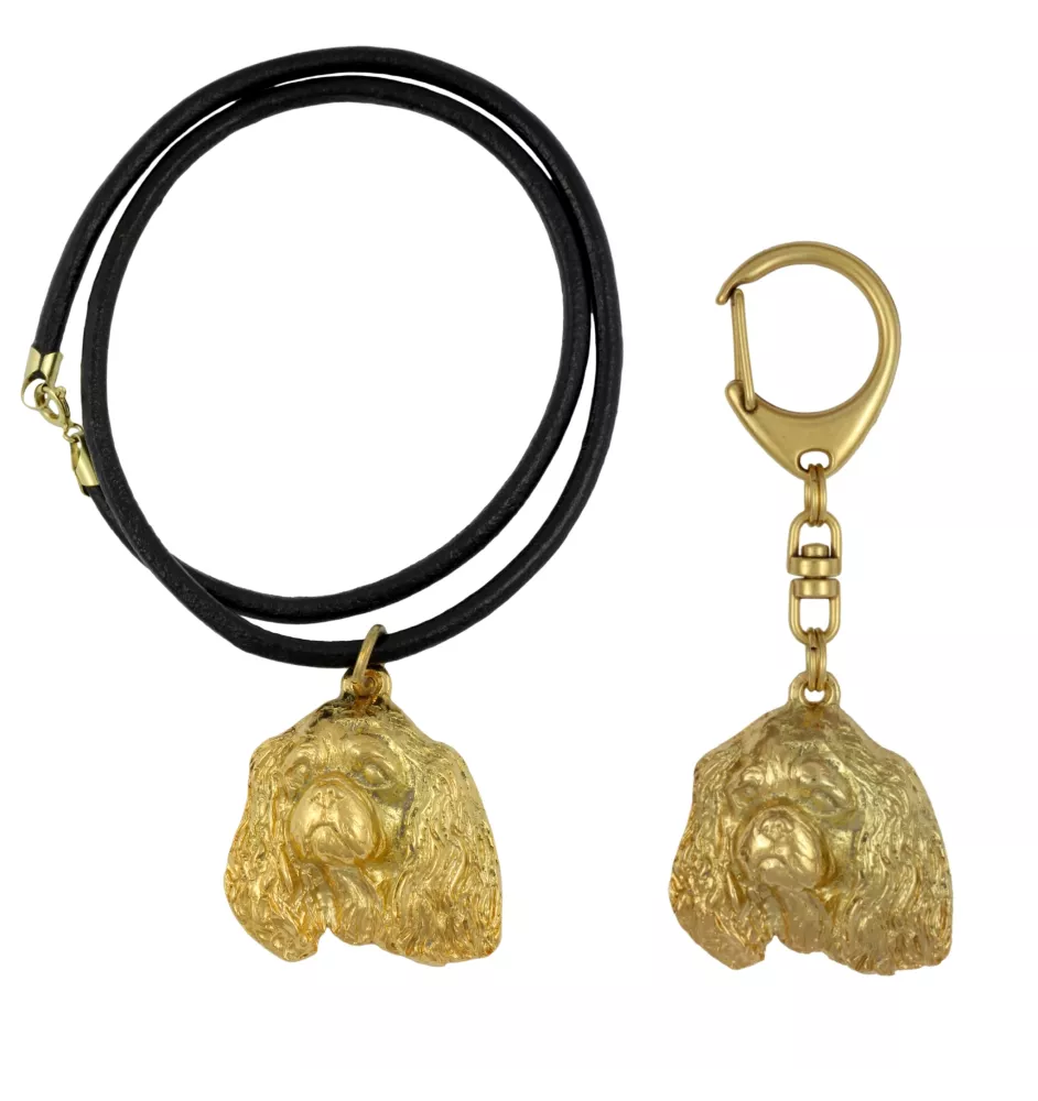 Cavalier King Charles Spaniel I - keychain and necklace with a dog in a box, high-quality gold-plated product, Art-Dog brand