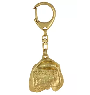 Cavalier King Charles Spaniel I - porte-clés et collier avec chien dans une boîte, produit plaqué or de haute qualité, marque Art-Dog