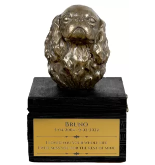 Cavalier King Charles Spaniel I - an urn with an engraving and a sculpture of a dog, a handmade product by the Art-Dog brand.