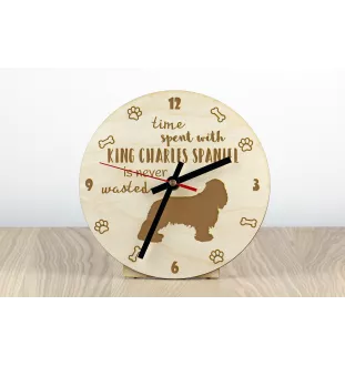 Cavalier King Charles Spaniel - horloge avec chien, horloge en bois, horloge murale pour les amoureux des chiens, horloge de bureau et étagère, Art-Dog