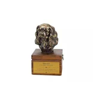 Cavalier King Charles Spaniel - Eine Ascheurne für Hunde mit einer Statuette, eine kleine Urne für Hunde, eine personalisierte Urne mit dem Porträt eines Hundes von der Marke Art-Dog.