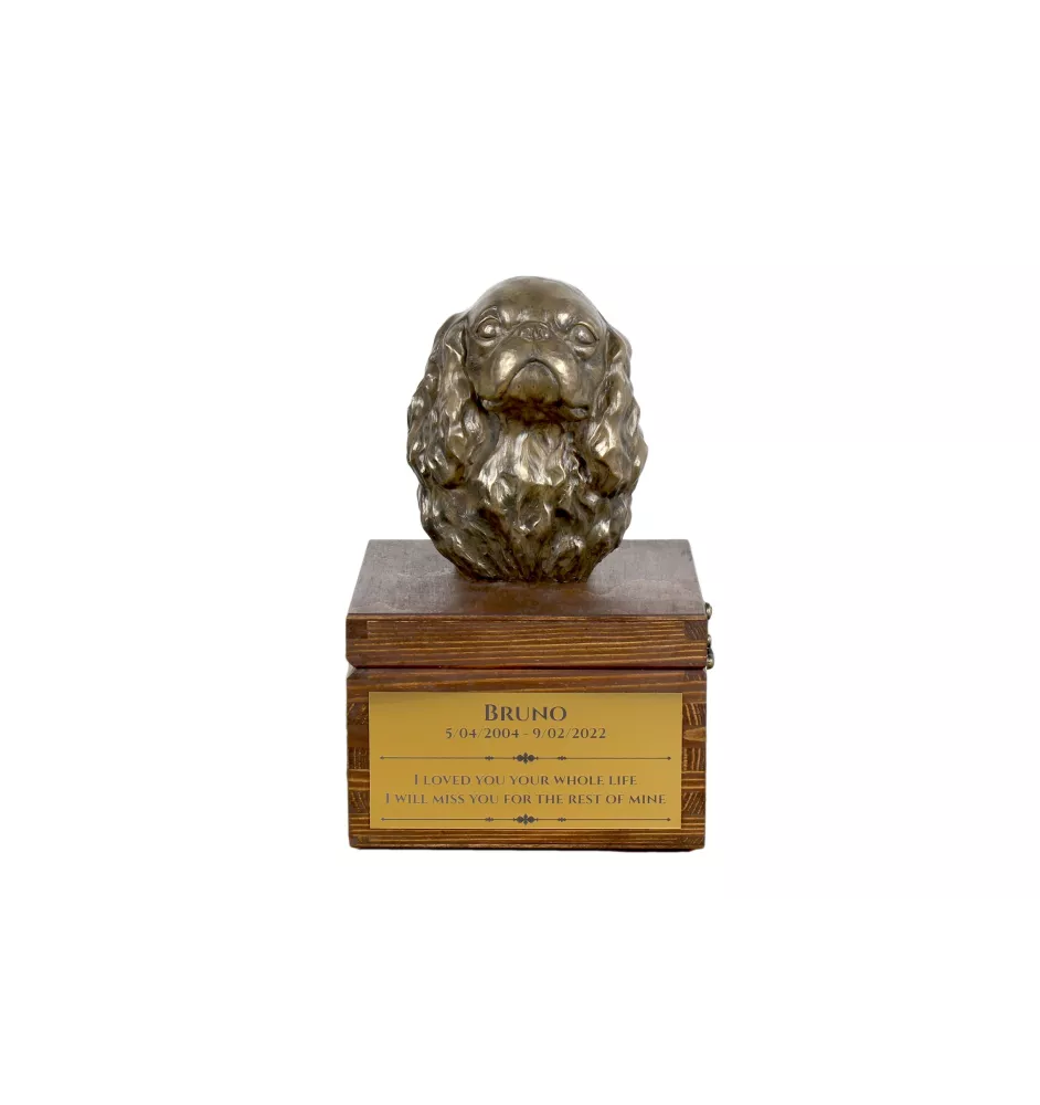 Cavalier King Charles Spaniel I - urn for dog ashes with a statuette, small urn for a dog, personalized urn with a bust of a dog by Art-Dog brand