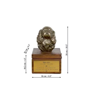 Cavalier King Charles Spaniel I - Eine Ascheurne für Hunde mit einer Statuette, eine kleine Urne für Hunde, eine personalisierte Urne mit dem Porträt eines Hundes von der Marke Art-Dog.